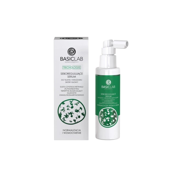 BasicLab Trichologis Talgregulierendes Serum für fettige und empfindliche Kopfhaut, 2% reines Retinal, 100 ml