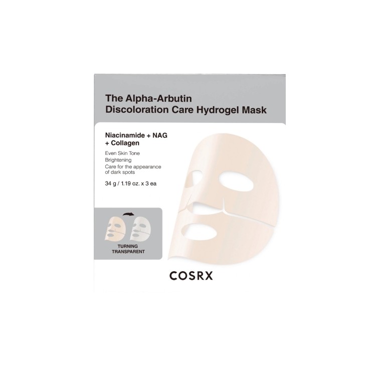 COSRX Arbutin Hydrogel-Masken-Set gegen Pigmentflecken, 3 aufhellende hydro -Masken mit Alpha-Arbutin (34 g x 3 Stück)
