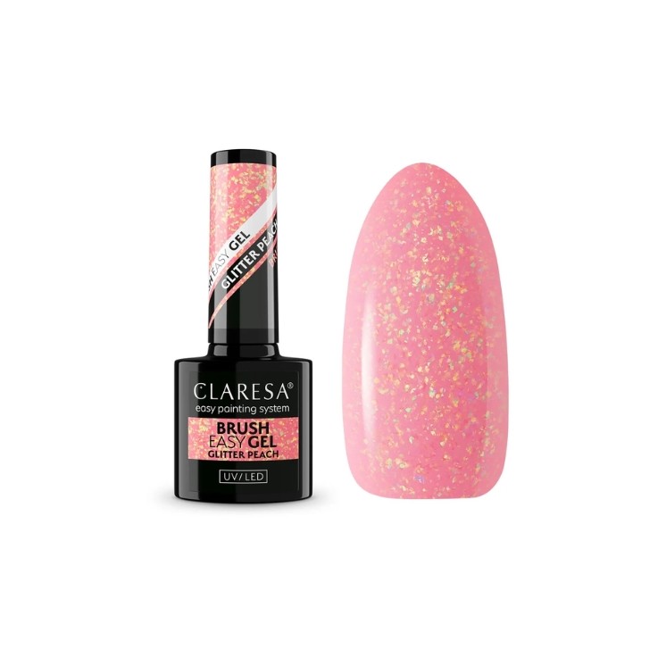 Claresa Brush Easy Gel Glitter Gel in a Bottle with a Brush Peach 5 g