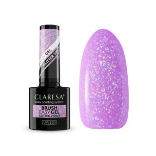 Claresa Brush Easy Gel Glitter Żel w buteleczce z pędzelkiem Violet  5 g