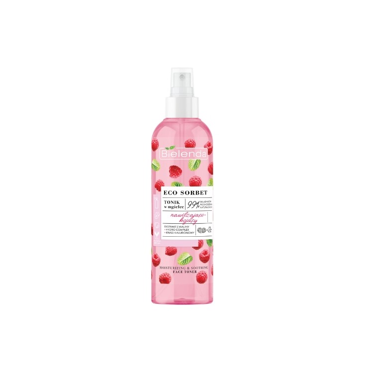 Bielenda ECO SORBET Feuchtigkeitsspendendes und beruhigendes Gesichtswasser-Spray Himbeere 200 ml