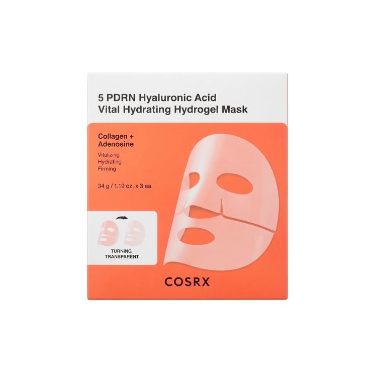Cosrx 5 PDRN Hyaluronic Acid Vital Hydrating Hydrogel Mask Zestaw nawilżających Masek hydrożelowych 34 g - 3sztuki