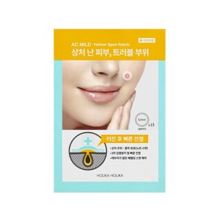 Holika Holika AC Mild Yellow Spot Patch, topische pleisters voor eczeem die vocht en pus uit de wond absorberen, 15 stuks.