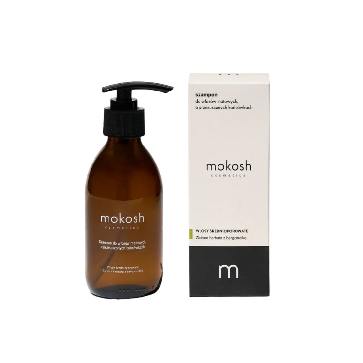 Mokosh Shampoo voor medium poreus, mat haar met droge punten Groene Thee met Bergamot 200 ml