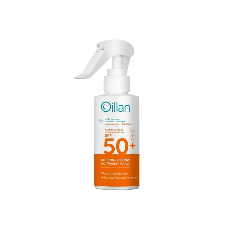 Oillan Protective Sunscreen Spray for Face and Body SPF50 for Sensitive Skin 125 ml