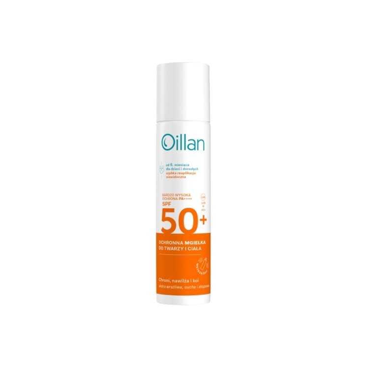 Oillan beschermende zonnebrandspray voor gezicht en lichaam met SPF50 + voor de gevoelige huid 75 ml