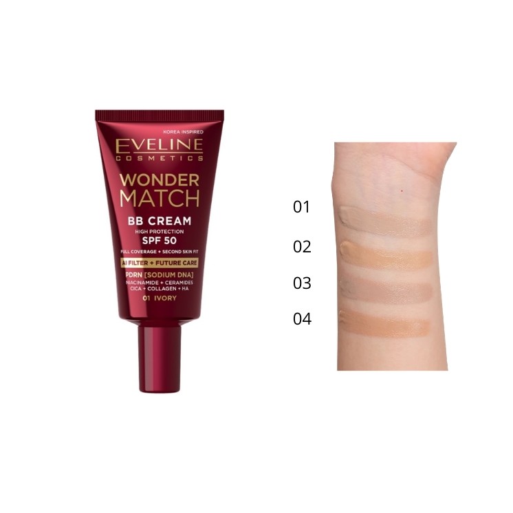 Eveline Wonder Match Krem BB z SPF50 /02/ Vanilla 30 ml