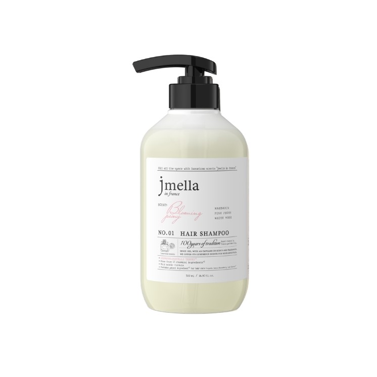 Jmella in France Blooming Peony geparfumeerde, verzachtende en voedende shampoo voor droog haar 500 ml