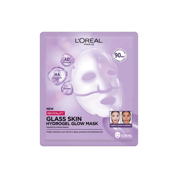 L'Oreal Paris Revitalift Glass Skin hydro Gel-Tuchmaske mit Leuchtkraft, 1 Stück