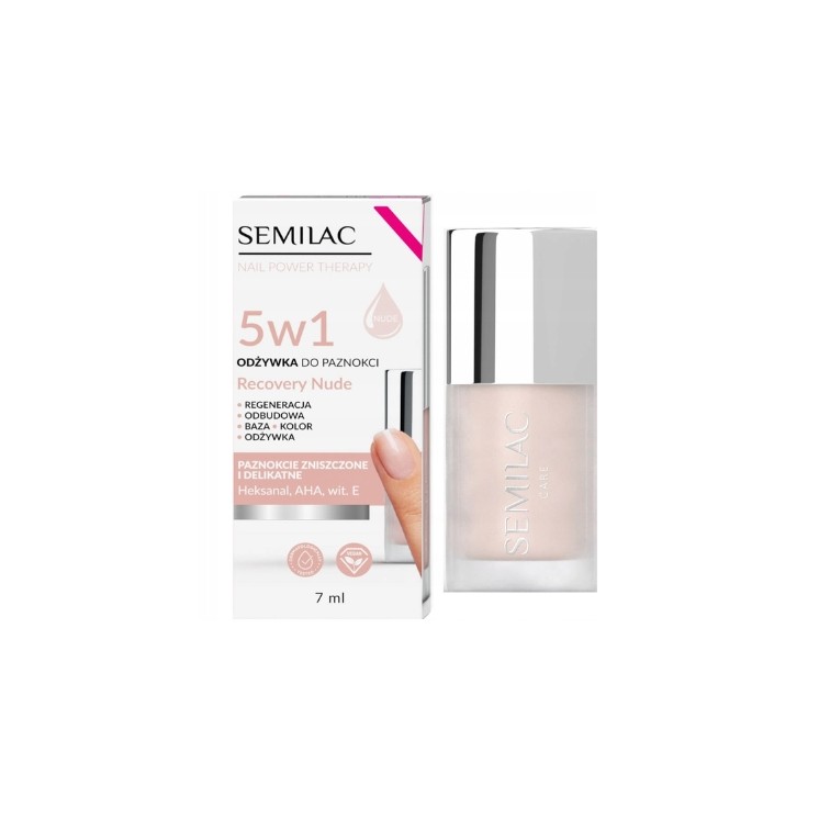 Semilac Nail Power Therapy 5in1 Conditioner for damaged and delicate nails Recovery Nude 7 ml