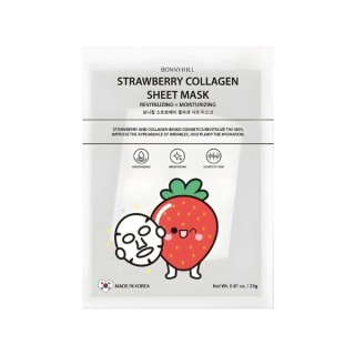 BonnyHill Strawberry Collagen Sheet Mask, een revitaliserend en hydraterend gezichtsmasker in sheetvorm (1 stuk).