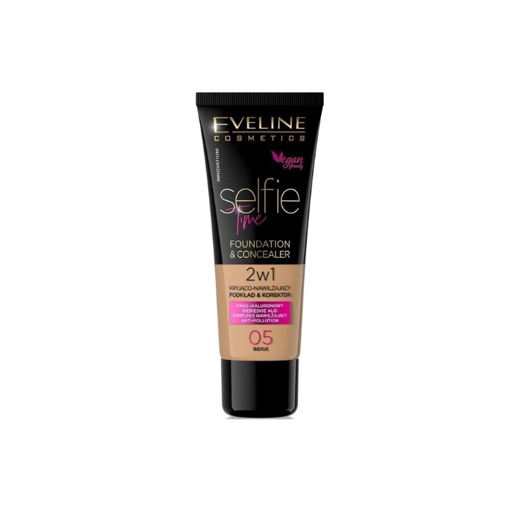 Eveline Selfie Time 2-in-1 Deck- und Feuchtigkeits-Foundation /05/ Beige 30 ml