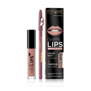 Eveline OH My Lips Matte Liquid Lipstick 4,5 5 ml + Lipliner Set /08/ Lovely Rose