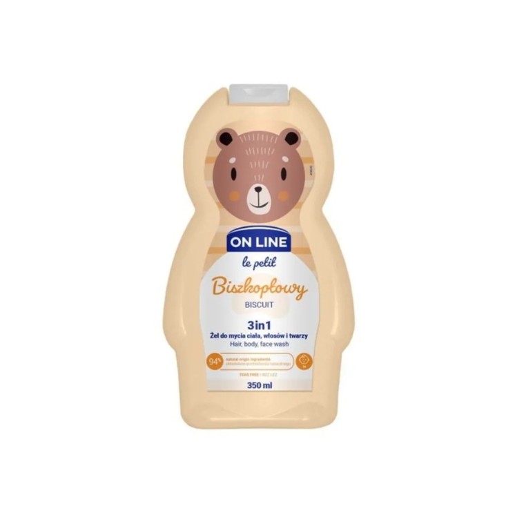 On Line Le Petit Baby Body, Hair and Face Wash Gel met koekjesgeur 350 ml
