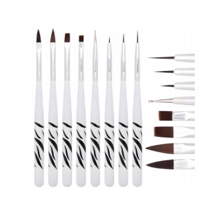 Set van 8 penselen voor acrylverf, gel en zebra-decoraties