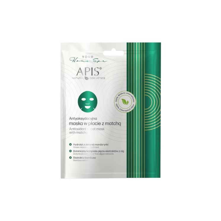 Apis Your Home Spa Antioxidant Sheet Mask met Matcha 1 stuk.
