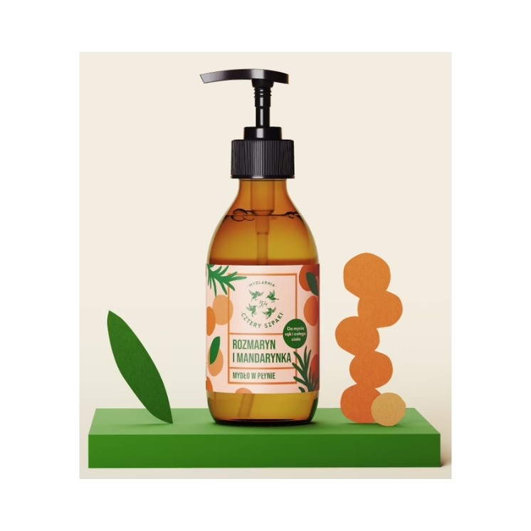 Mydlarnia Cztery Szpaki naturalne Mydło w płynie Rozmaryn i Mandarynka 300 ml