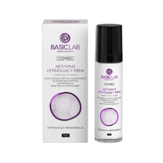 BasicLab Copperis aktywnie wygładzający Krem do twarzy na noc 0,3% czystego peptydu miedziowego Stymulacja i Regeneracja 50 ml