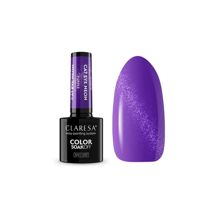 Claresa Cat Eye Neon Lakier hybrydowy Purple 5 g