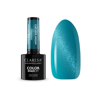 Claresa Cat Eye Neon Lakier hybrydowy Turquoise 5 g