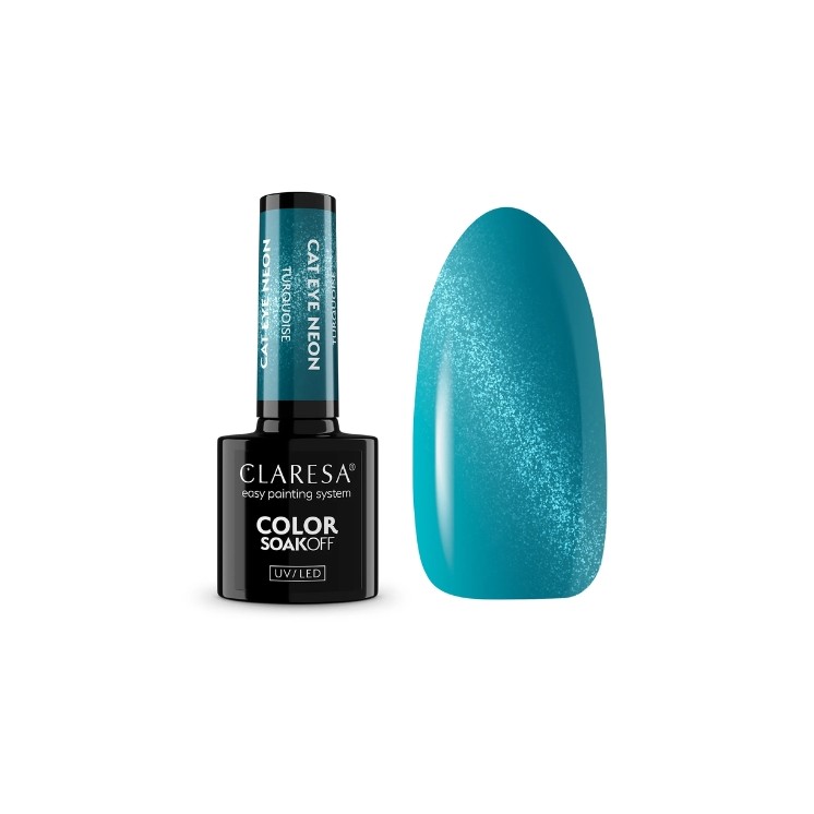 Claresa Cat Eye Neon Hybrid Nail Polish Turquoise 5