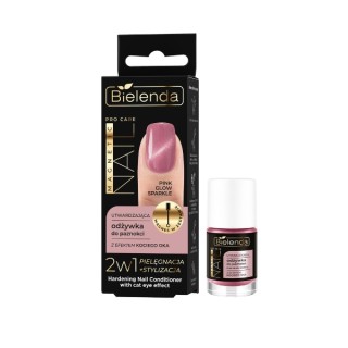 Bielenda Pro Care Magnetische Nagelverharder met Cat Eye Effect Pink Sparkle Glow 5