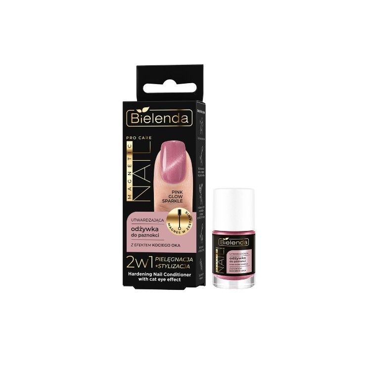 Bielenda Pro Care Magnetische Nagelverharder met Cat Eye Effect Pink Sparkle Glow 5