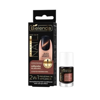 Bielenda Pro Care Magnetic Nail Hardening Nail Conditioner with Cat Eye Effect Black Brown Sparkle 5 ml